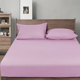 THE little BIG STORE Pink Microfibre 300 TC King Bedsheet Sets - 1.82 m x 1.98 m x 0.20 m-picture-27