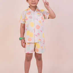 SNUGGLY MONKEY Kids Printed Short Sleeves Pure Cotton Shirt With Shorts-image-70