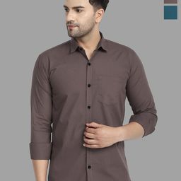 TIGER SNAKE Men Pack of 2 Comfort Fit Solid Spread Collar Casual Shirts-image-99