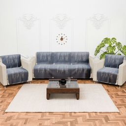 Aura Grey & Off White Cotton Sofa Cover-image-71