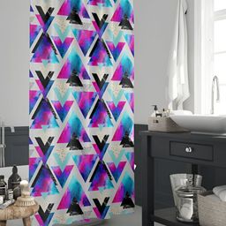 ArtzFolio Pink and Blue Geometric Printed Waterproof Shower Curtain-23