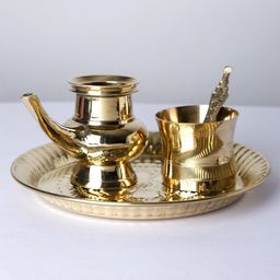 Exotic India Textured Ritual Puja Thali Set-20