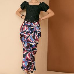 Antheaa Embellished Top With Drapped Skirt Co-Ords-picture-13