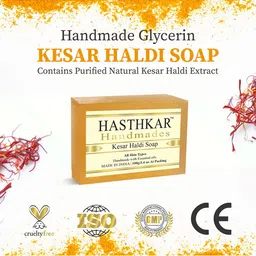 Hasthkar Handmades Set of 6 Kesar Haldi Soaps with Coconut Oil & Glycerin - 100g each image 5