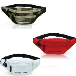 Worldstar rock combo army ,white ,red waist bag Combo for Waist Bags Chest Crossbody Travel Bags Hiking Trekking Travelling Bag-image-37
