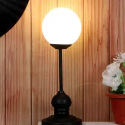 tu casa White Glass Shade Table Lamp With Iron Base-picture-3
