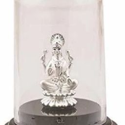999 Pure Silver Laxmiji Subah Labh blessing Beautiful Idol with Acrylic Base Decorative Showpiece - 12 cm-image-37