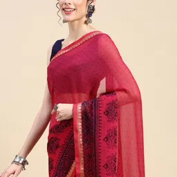 HERE&NOW Abstract Printed Zari Pure Georgette Saree-image-39