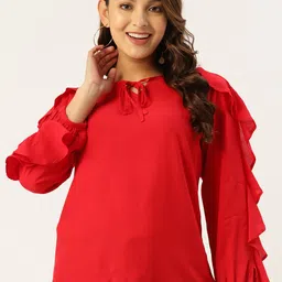 WISSTLER Tie-Up Neck Ruffles Top-image-68