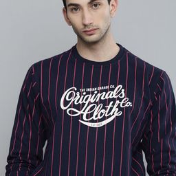 The Indian Garage Co Men Navy Blue Striped Sweatshirt-picture-44