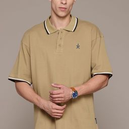 The Roadster Lifestyle Co. Men Polo Collar Oversized Pure Cotton T-shirt-image-56