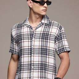 The Roadster Life Co. Self Checked Cuban Collar Relaxed Fit Casual Shirt-image-110