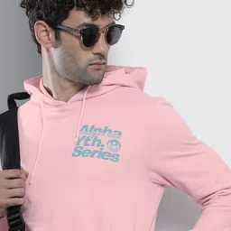 The Indian Garage Co Men Pink Hooded Sweatshirt-image-53