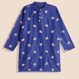 House of Pataudi Boys Embroidered A-Line Kurta-image-10
