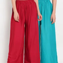 TAG 7 Women Pack of 2 Solid Flared Palazzos-picture-18