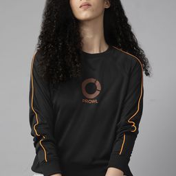 PROWL by Tiger Shroff Women Black & Orange Brand Logo Printed Sweatshirt-image-26