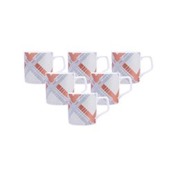 CLAY CRAFT Set of 6 White & Red Printed Ceramic Cups Set image 2