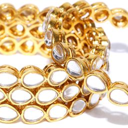 Priyaasi Set of 4 Gold-Plated Kundan-Studded Bangles image 4