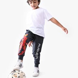Nap Chief Boys Melange Grey Printed Iron Man Joggers-image-58
