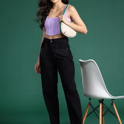 Dressberry Basics Women Embellished Slouchy Jeans-image-11