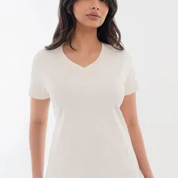 Halff Grey V-Neck Pure Cotton T-shirt-image-34