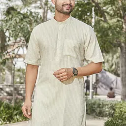 Authentics Men Beige Thread Work Kurta-43