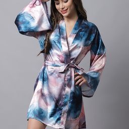 Claura Blue Printed Nightdress-image-10