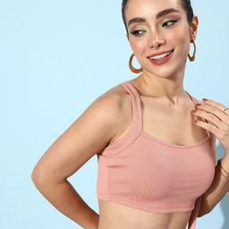 DressBerry Rose Pink 90's Hollaback Neck it is ! Styled Back Crop Top-image-76