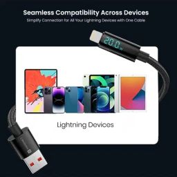 Portronics Konnect View 20W Unbreakable USB to 8 Pin Cable with LED Display & 1.2M Length (Black) image 3