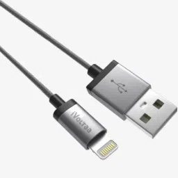 iVoltaa MFi Certified Original 6ft Metal Braided Rugged 2.1 A  Lightning Cable (Space Grey)-13