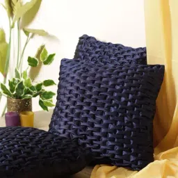 Romee Navy Polyester Cushion Covers (40 x 40 cm) - Set of 3-image-13