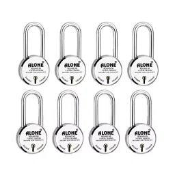 ALONE LOCKS Round 50 mm Alloy Steel Chrome 5 Keys Each Double Locking Padlock (Pack of 8)-24