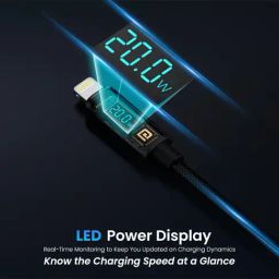 Portronics Konnect View 20W Unbreakable USB to 8 Pin Cable with LED Display & 1.2M Length (Black) image 4