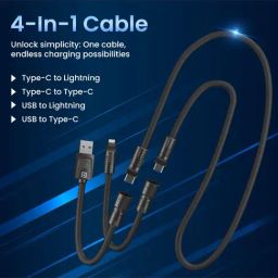 Portronics Konnect Tetra 60W 4 in 1 Multi Functional Fast Charging PD Cable with 1.4M Length (Black) image 2