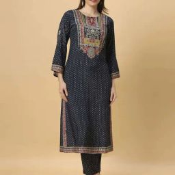 Flare up your style with elegance ¿ Fantasia's Printed Flared Sleeve Long Kurta.-image-33