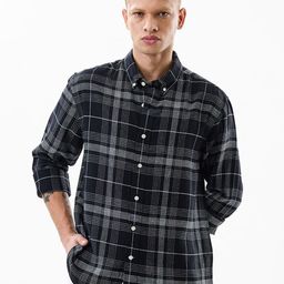 Snitch Men Tartan Checked Button-Down Collar Casual Shirt-image-65