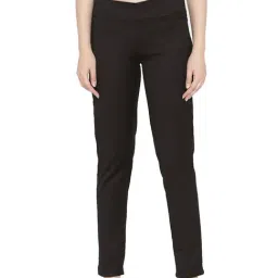 Cottinfab Denim Black Straight Fit Flat Front Trousers-34