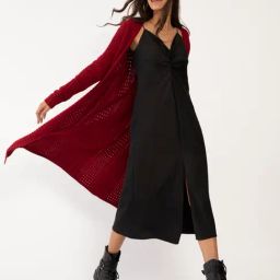 Zink London Red Self Design Shrug-image-11