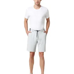 Van Heusen Athleisure Regular Fit Functional Pocket Soft Touch Solid Chino Shorts - Grey Melange-picture-17