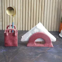 VarEesha Pink Ceramic Cutlery and Napkin Holder - Set of 2-24
