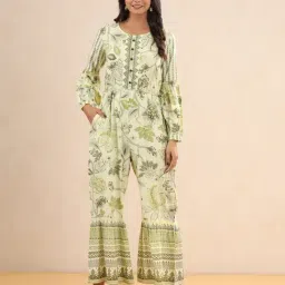 Juniper Light Olive Floral Printed Rayon Jumpsuit-picture-25