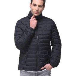 Woodland Navy High Neck Nylon Jacket-image-16