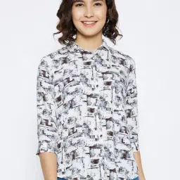 Crimsoune Club White & Black Printed Shirt-image-95