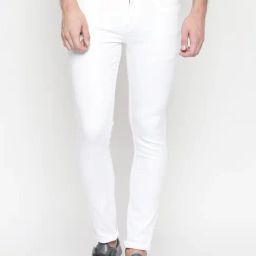 High Star White Slim Fit Heavily Washed Jeans-image-52