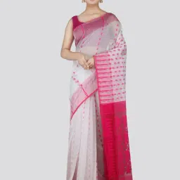 Pinkloom White Cotton Woven Saree-picture-45