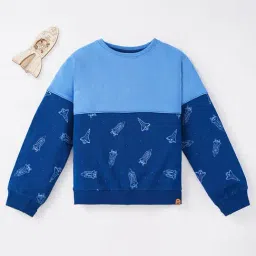Ed-a-Mamma Kids Blue Printed Full Sleeves Sweatshirt-image-99