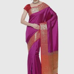 Banarasi Silk Works Purple Woven Saree With Unstitched Blouse-picture-47