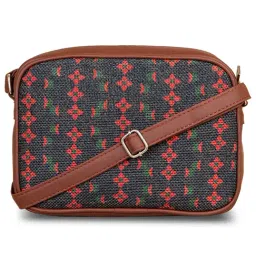 ZOUK Black Printed Small Cross Body Bag-29