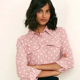 Cover Story Pink Printed Front Flap Pockets Shirt-picture-42