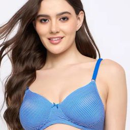 Clovia Blue Regular Fit Stripes Bra-picture-27